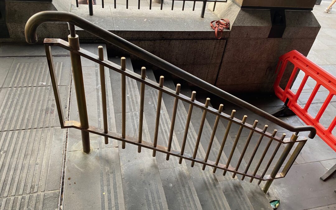 New Brass Handrail with antique finish, Westminster Station